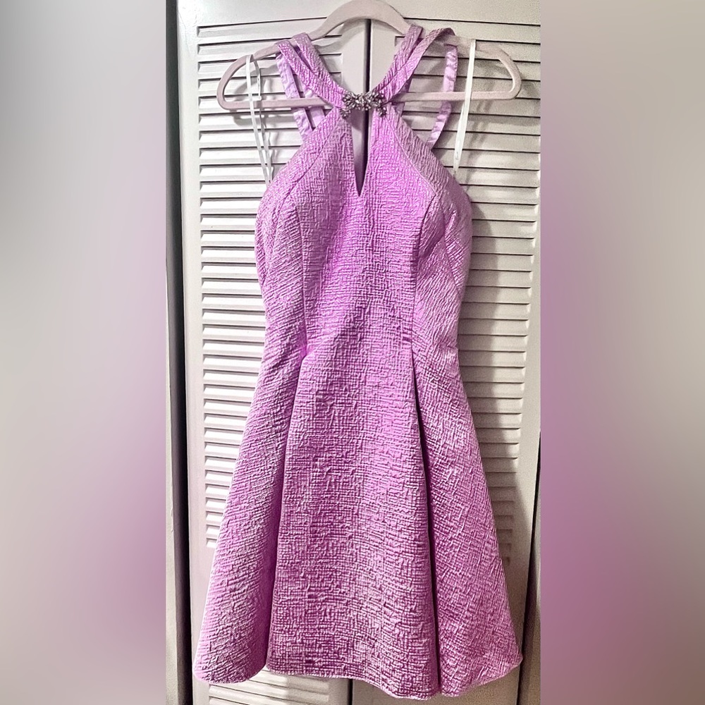 Pink Textured Halter Short Dress size 6